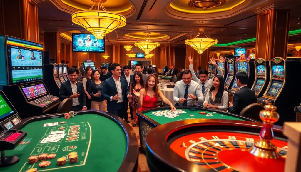 Experience the thrill of https://betvisa.charity/ as players engage in lively casino games surrounded by vibrant settings.