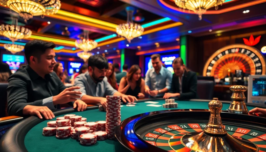 Players celebrating their wins at a vibrant new88 thailand casino table during an exciting game night.